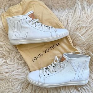 Louis Vuitton High Top White Leather LV Sneakers